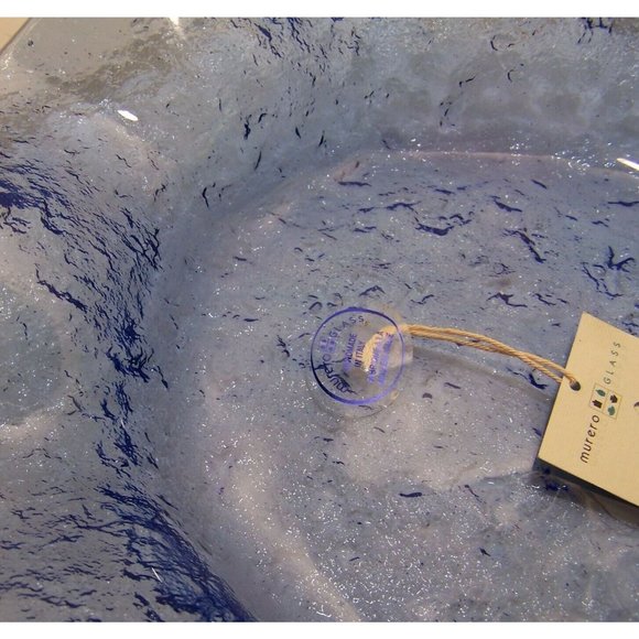 Italian Murero Glass Textured Wave Bowl Sky Blue - Picture 8 of 12